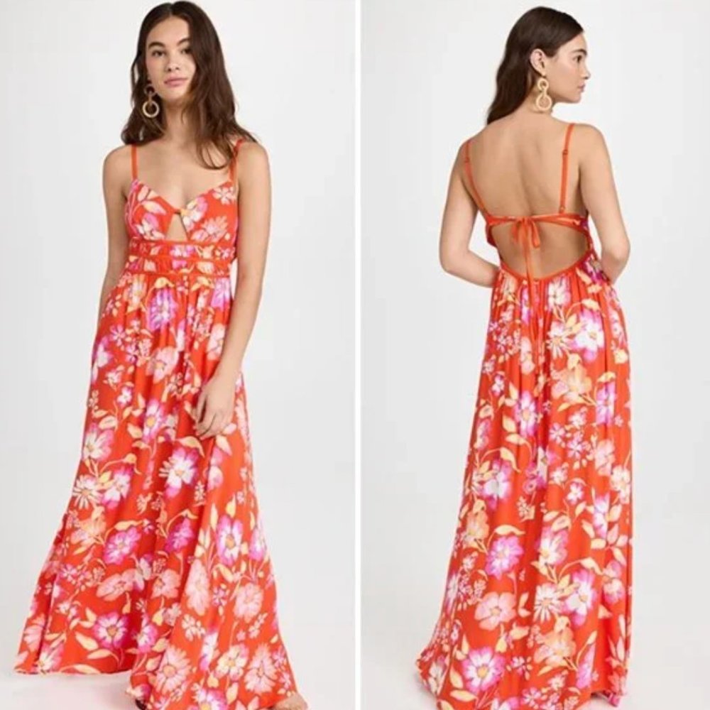 Free People Wisteria orange Maxi dress